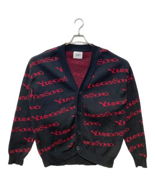 YOUNGER SONG（ヤンガーソング）YOUNGER SONG (ヤンガーソング) ロゴプリントカーディガン ブラック サイズ:Ⅼの古着・服飾アイテム