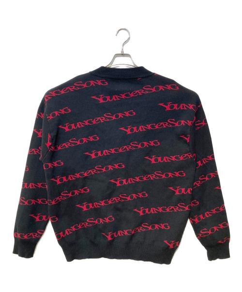 YOUNGER SONG（ヤンガーソング）YOUNGER SONG (ヤンガーソング) ロゴプリントカーディガン ブラック サイズ:Ⅼの古着・服飾アイテム