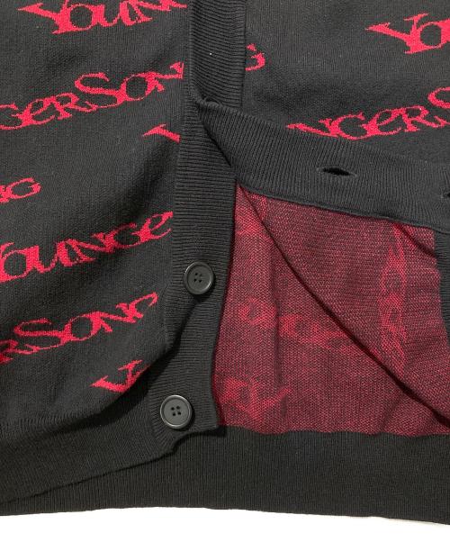 YOUNGER SONG（ヤンガーソング）YOUNGER SONG (ヤンガーソング) ロゴプリントカーディガン ブラック サイズ:Ⅼの古着・服飾アイテム