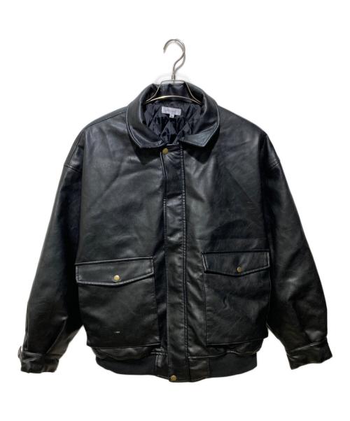 Rocky Monroe（ロッキーモンロー）Rocky Monroe (ロッキーモンロー) ヴィーガンレザーフライトジャケットブルゾン ブラック サイズ:XLの古着・服飾アイテム