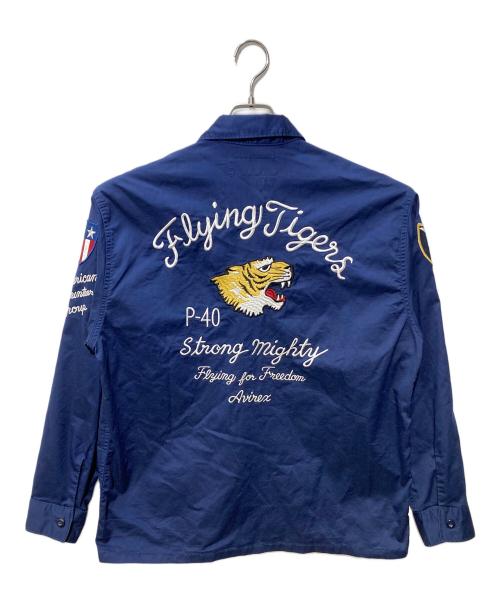 AVIREX（アヴィレックス）AVIREX (アヴィレックス) ”FLYING TIGERS” ミリタリーシャツ ネイビー サイズ:Ⅿの古着・服飾アイテム