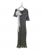 Snidelスナイデル）の古着「ショルダーリボンアシメニットワンピ」｜グレー