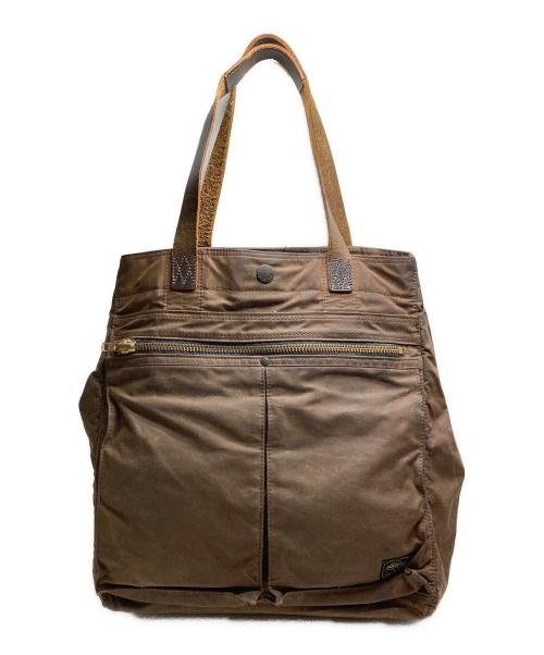 PORTER（ポーター）PORTER (ポーター) ワックスコットンハンドバッグ ブラウンの古着・服飾アイテム