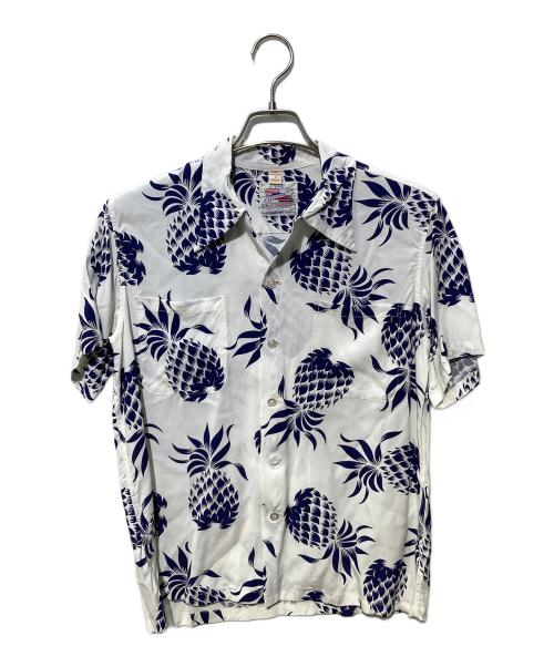 Duke Kahanamoku（デュークカハナモク）Duke Kahanamoku (デュークカハナモク) アロハシャツ ホワイト×ネイビー サイズ:Ｓの古着・服飾アイテム