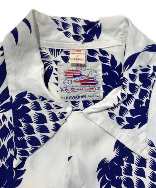 Duke Kahanamoku（デュークカハナモク）Duke Kahanamoku (デュークカハナモク) アロハシャツ ホワイト×ネイビー サイズ:Ｓの古着・服飾アイテム