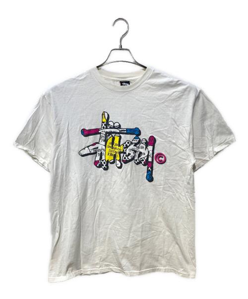 stussy（ステューシー）stussy (ステューシー) ポップバブルロゴTシャツ ホワイト サイズ:Lの古着・服飾アイテム
