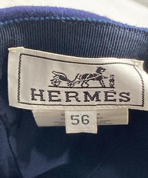 HERMES（エルメス）HERMES (エルメス) カシミヤベースボールキャップ ネイビー サイズ:56の古着・服飾アイテム