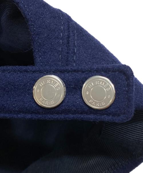 HERMES（エルメス）HERMES (エルメス) カシミヤベースボールキャップ ネイビー サイズ:56の古着・服飾アイテム