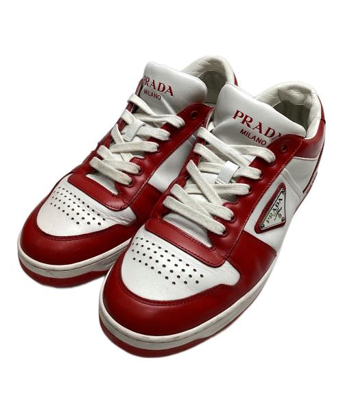 PRADA（プラダ）PRADA (プラダ) ダウンタウンレザースニーカー レッド サイズ:6の古着・服飾アイテム