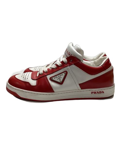 PRADA（プラダ）PRADA (プラダ) ダウンタウンレザースニーカー レッド サイズ:6の古着・服飾アイテム