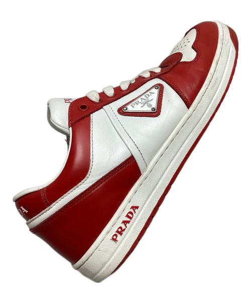 PRADA（プラダ）PRADA (プラダ) ダウンタウンレザースニーカー レッド サイズ:6の古着・服飾アイテム