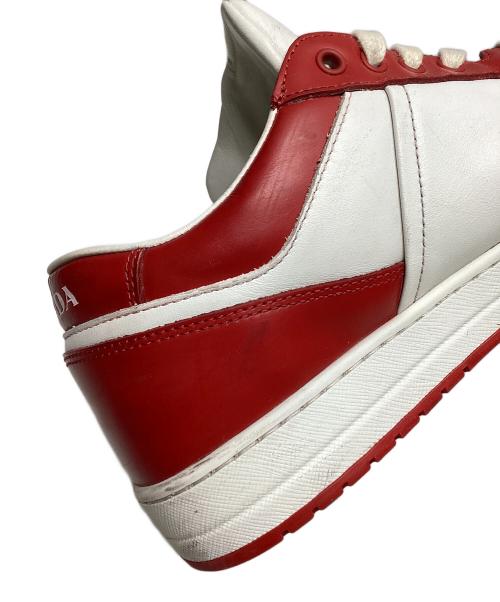 PRADA（プラダ）PRADA (プラダ) ダウンタウンレザースニーカー レッド サイズ:6の古着・服飾アイテム