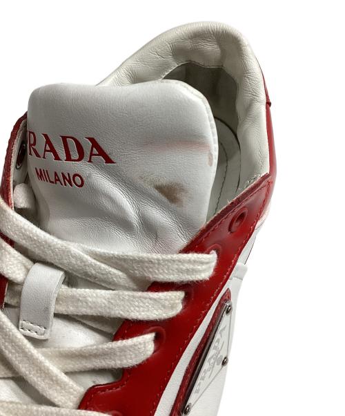 PRADA（プラダ）PRADA (プラダ) ダウンタウンレザースニーカー レッド サイズ:6の古着・服飾アイテム