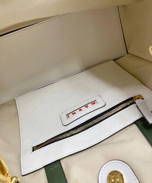 MARNI（マルニ）MARNI (マルニ) MUSEO SOFT 2WAYバッグ グリーン×ホワイトの古着・服飾アイテム