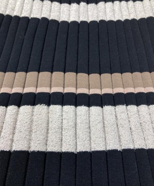 HER LIP TO（ハーリップトゥ）HER LIP TO (ハーリップトゥ) Cotton Striped Ribbed Knit Dress ブラック×ブラウン サイズ:Mの古着・服飾アイテム