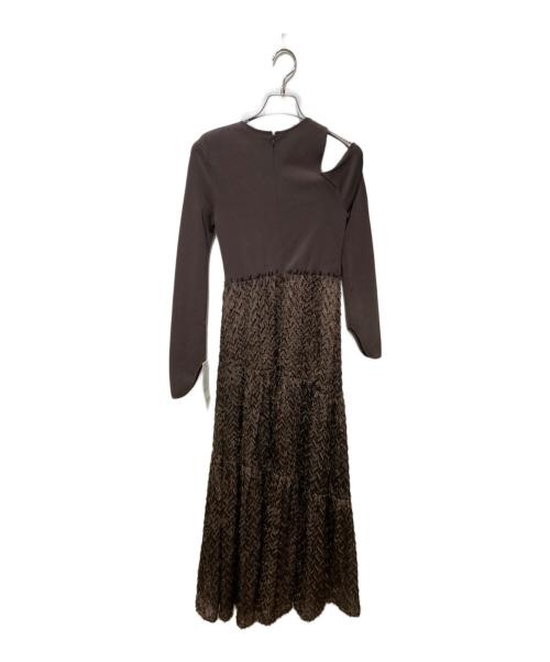 Snidel（スナイデル）Snidel (スナイデル) ワンショルジャガードドッキングドレス ブラウン サイズ:Sの古着・服飾アイテム