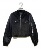DIESELディーゼル）の古着「デニム切替MA-1ジャケット」｜ブラック