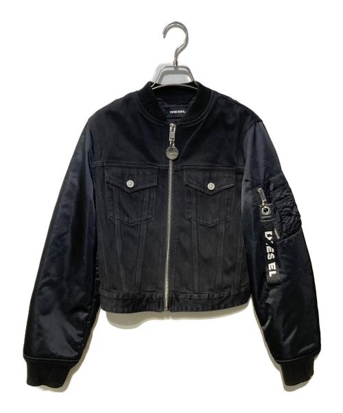 DIESEL（ディーゼル）DIESEL (ディーゼル) デニム切替MA-1ジャケット ブラック サイズ:Sの古着・服飾アイテム
