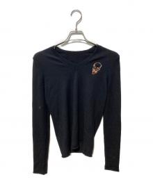 lucien pellat-finet（ルシアン・ペラフィネ）の古着「カシミアスカルVネックニット」｜ブラック