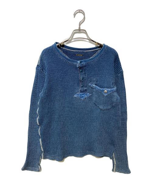 KAPITAL（キャピタル）KAPITAL (キャピタル) リネンワッフルコンチョヘンリーネックカットソー ネイビー サイズ:4の古着・服飾アイテム