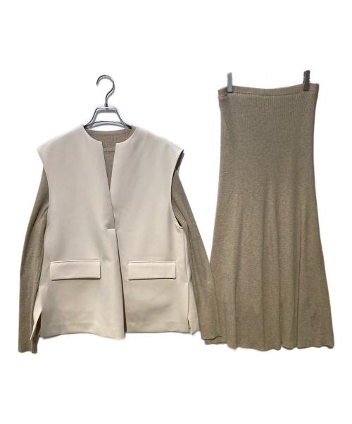 Mila Owen（ミラオーウェン）Mila Owen (ミラオーウェン) ベストコーディネートニットスカートSET ベージュの古着・服飾アイテム