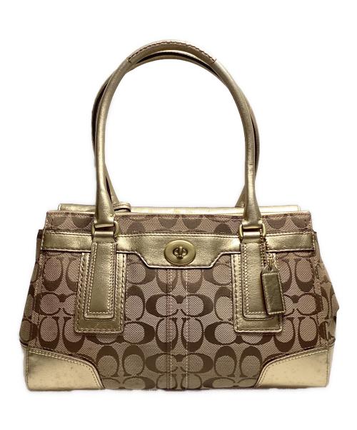 COACH（コーチ）COACH (コーチ) シグネチャーハンドバッグ イエローの古着・服飾アイテム