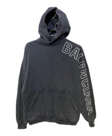 BALENCIAGA（バレンシアガ）の古着「ロゴ刺繍オーバーサイズパーカー」｜ブラック