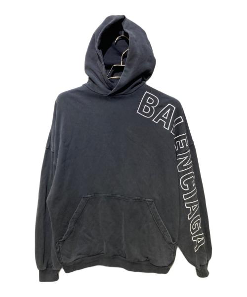 BALENCIAGA（バレンシアガ）BALENCIAGA (バレンシアガ) ロゴ刺繍オーバーサイズパーカー ブラック サイズ:1の古着・服飾アイテム