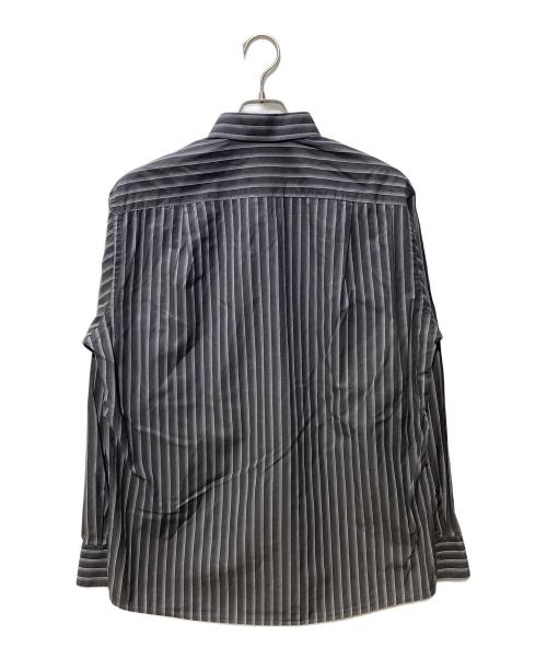 Calvin Klein（カルバンクライン）Calvin Klein (カルバンクライン) アブストラクトストライプシャツ ブラック サイズ:Lの古着・服飾アイテム