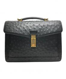 USED（ユーズド）の古着「オーストリッチダイヤル式ハンドバッグ」｜ブラック