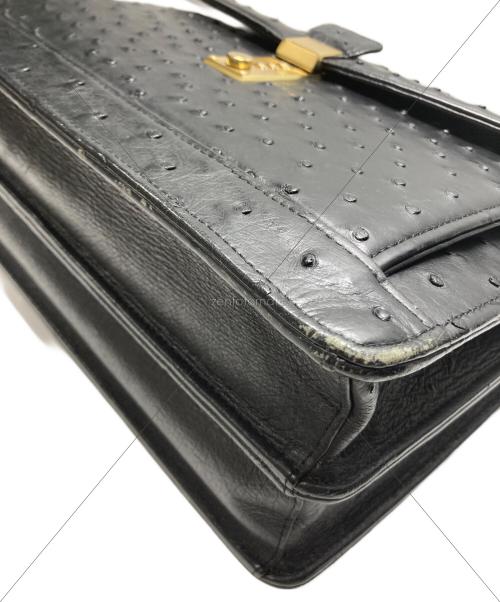 USED（ユーズド）USED (ユーズド) オーストリッチダイヤル式ハンドバッグ ブラックの古着・服飾アイテム