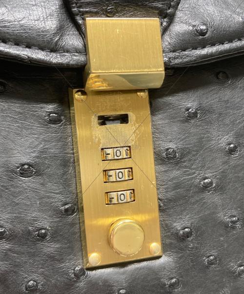 USED（ユーズド）USED (ユーズド) オーストリッチダイヤル式ハンドバッグ ブラックの古着・服飾アイテム
