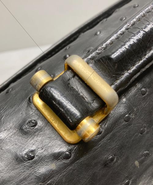 USED（ユーズド）USED (ユーズド) オーストリッチダイヤル式ハンドバッグ ブラックの古着・服飾アイテム