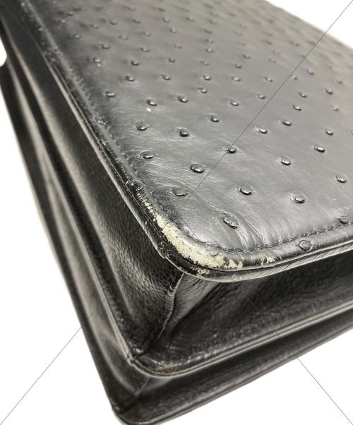 USED（ユーズド）USED (ユーズド) オーストリッチダイヤル式ハンドバッグ ブラックの古着・服飾アイテム