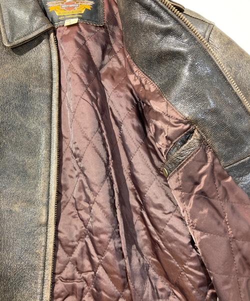 HARLEY-DAVIDSON（ハーレーダビッドソン）HARLEY-DAVIDSON (ハーレーダビッドソン) 山羊革レザージャケット ブラウン サイズ:Lの古着・服飾アイテム