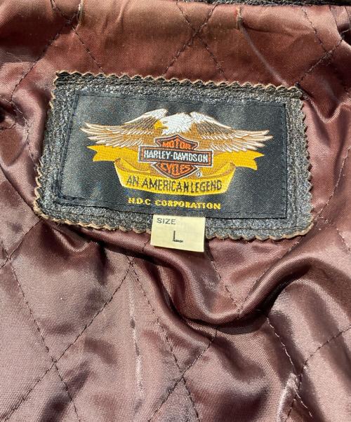 HARLEY-DAVIDSON（ハーレーダビッドソン）HARLEY-DAVIDSON (ハーレーダビッドソン) 山羊革レザージャケット ブラウン サイズ:Lの古着・服飾アイテム