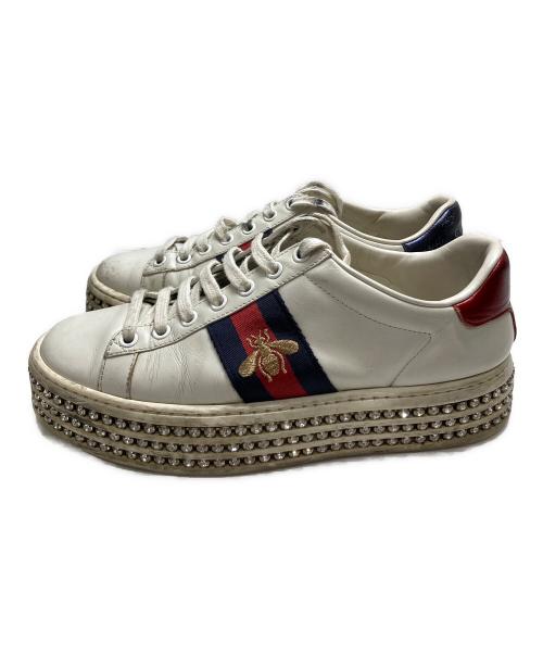 GUCCI（グッチ）GUCCI (グッチ) プラットフォームエーススニーカー アイボリー サイズ:35　1/2の古着・服飾アイテム