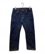 KOJIMA GENESコジマジーンズ）の古着「革パッチデニムパンツ」｜インディゴ