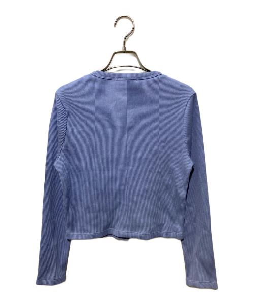 LACOSTE（ラコステ）LACOSTE (ラコステ) リブジャージ カーディガン ブルー サイズ:SIZE36の古着・服飾アイテム