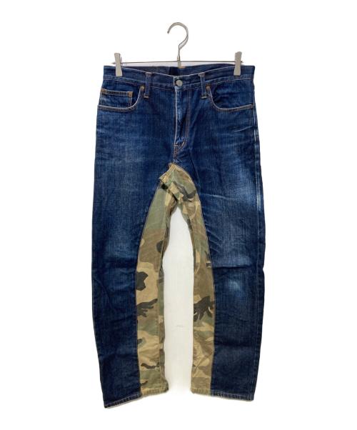 KOJIMA GENES（コジマジーンズ）KOJIMA GENES (コジマジーンズ) 迷彩切替デニムパンツ インディゴ サイズ:SIZE 34の古着・服飾アイテム