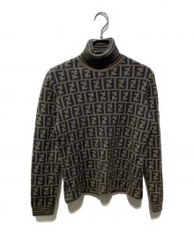 FENDI（フェンディ）の古着「ズッカ柄タートルネックニット」｜ブラウン