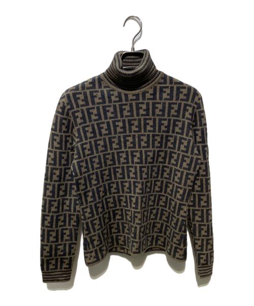 FENDI（フェンディ）FENDI (フェンディ) ズッカ柄タートルネックニット ブラウン サイズ:42の古着・服飾アイテム
