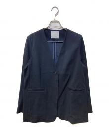 UNFILO（アンフィーロ）の古着「BEAUTY MOVE ノーカラージャケット」｜ネイビー