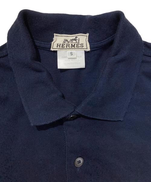 HERMES（エルメス）HERMES (エルメス) Hロゴ刺繍ポロシャツ ネイビー サイズ:Sの古着・服飾アイテム