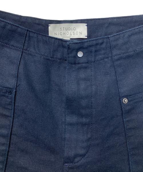 STUDIO NICHOLSON（スタジオ ニコルソン）STUDIO NICHOLSON (スタジオ ニコルソン) コットンリネンボリュームパンツ ネイビー サイズ:SIZE 1の古着・服飾アイテム