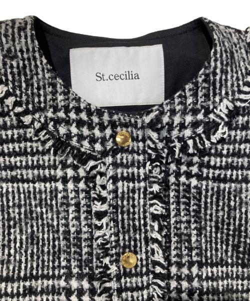 St.cecilia（セントセシリア）St.cecilia (セントセシリア) ツイードベスト ホワイト×ブラック サイズ:FREEの古着・服飾アイテム