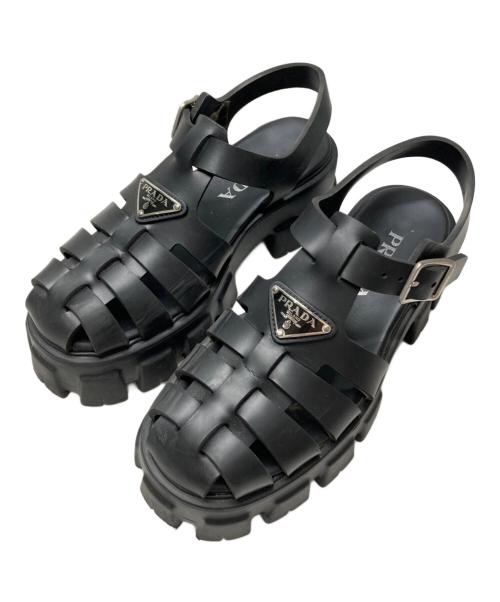 PRADA（プラダ）PRADA (プラダ) モノリスラバーサンダル ブラック サイズ:SIZE 37(23.5cm) アウトソールの古着・服飾アイテム