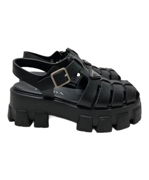 PRADA（プラダ）PRADA (プラダ) モノリスラバーサンダル ブラック サイズ:SIZE 37(23.5cm) アウトソールの古着・服飾アイテム