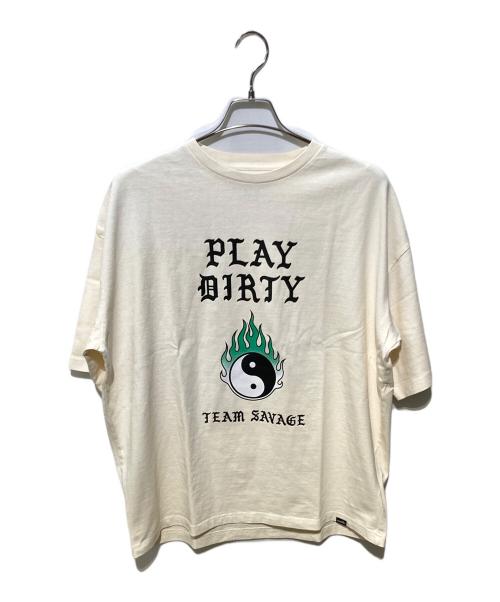 genzai（ゲンザイ）genzai (ゲンザイ) TEAM TOMODACHI (チームトモダチ) Tシャツ ベージュ サイズ:Lの古着・服飾アイテム