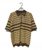 BEAMSビームス）の古着「Half Zip Knit Polo Jacquard」｜ベージュ
